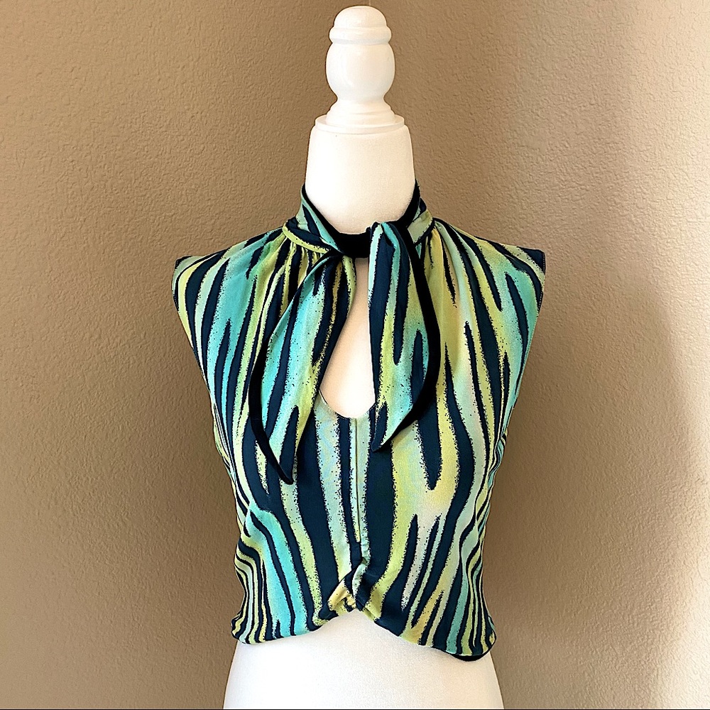Vintage Versace Jeans Scarf Neck Crop Top
